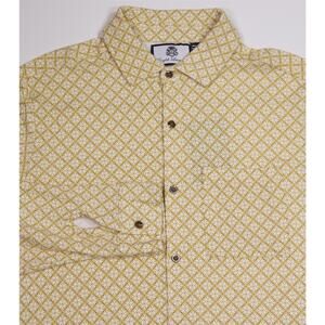 English Laundry Gold Diamond Print Design 70's Style Button-Up Shirt Mens Small